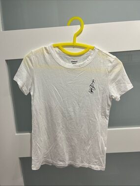 Aritzia Sunday Best White Tee with Small Black Embroidery